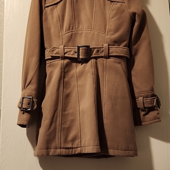 Tan Double Breasted Pea Coat with faux fur collar/ Free shipping! - Picture 7 of 7